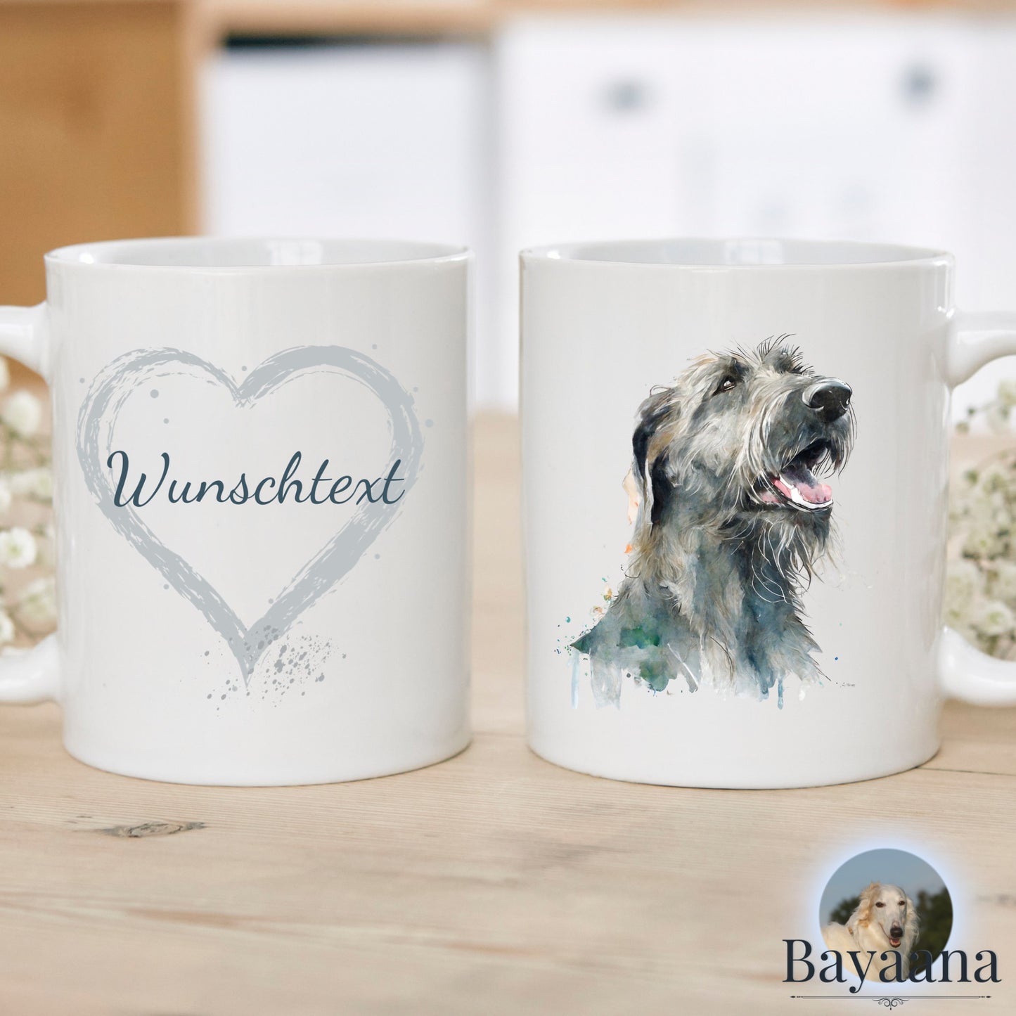 Keramiktasse Irish Wolfhound - Personalisierbar!