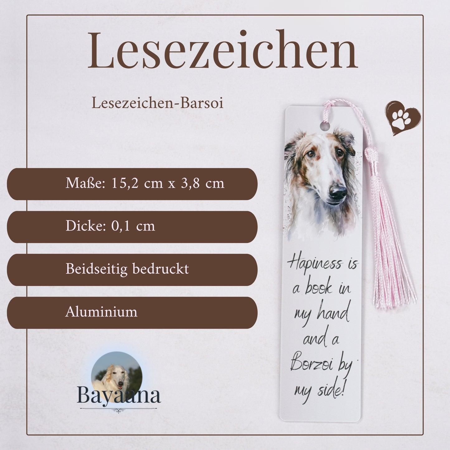 Lesezeichen Barsoi aus Aluminium