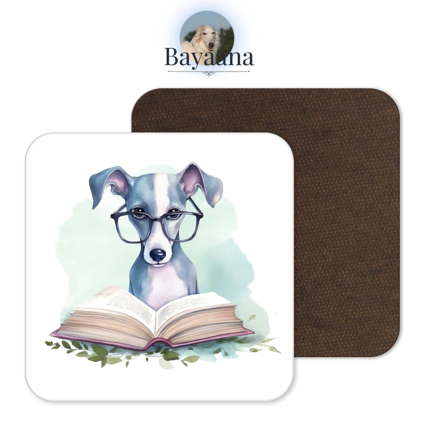 Hartfaser-Untersetzer - Lesendes Windspiel