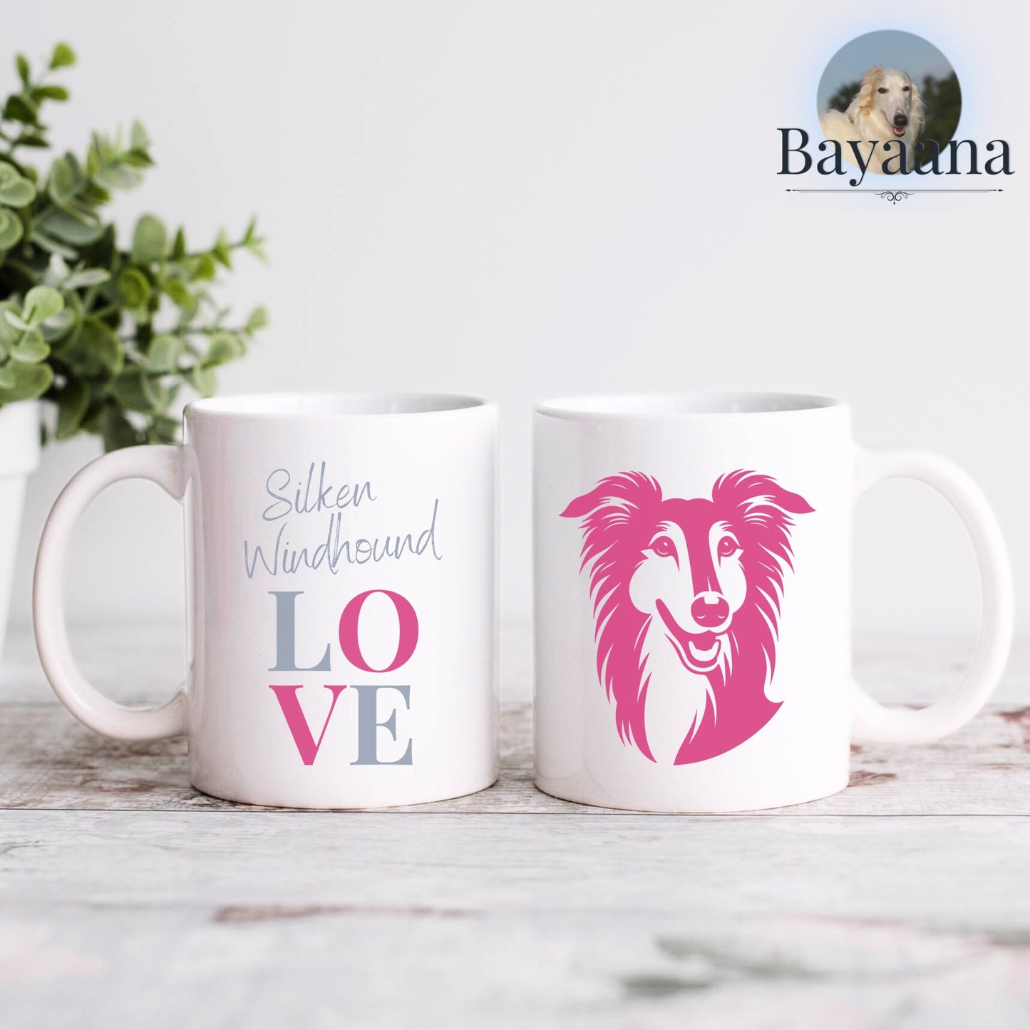 Silken Windhound Love - Keramiktasse - Personalisierbar
