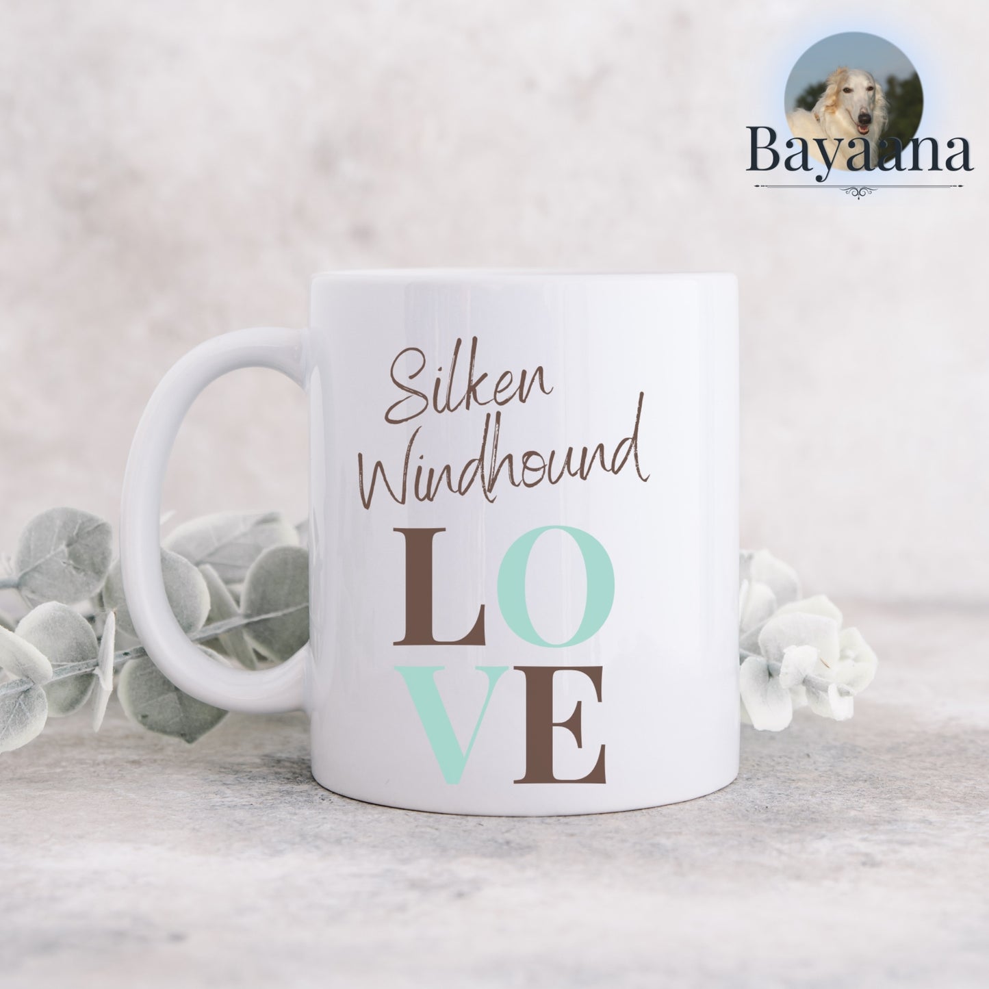 Silken Windhound Love - Keramiktasse - Personalisierbar