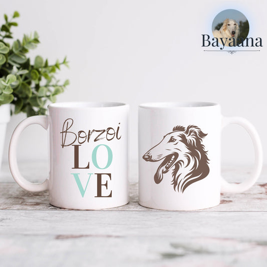 Borzoi Love - Keramiktasse - Personalisierbar