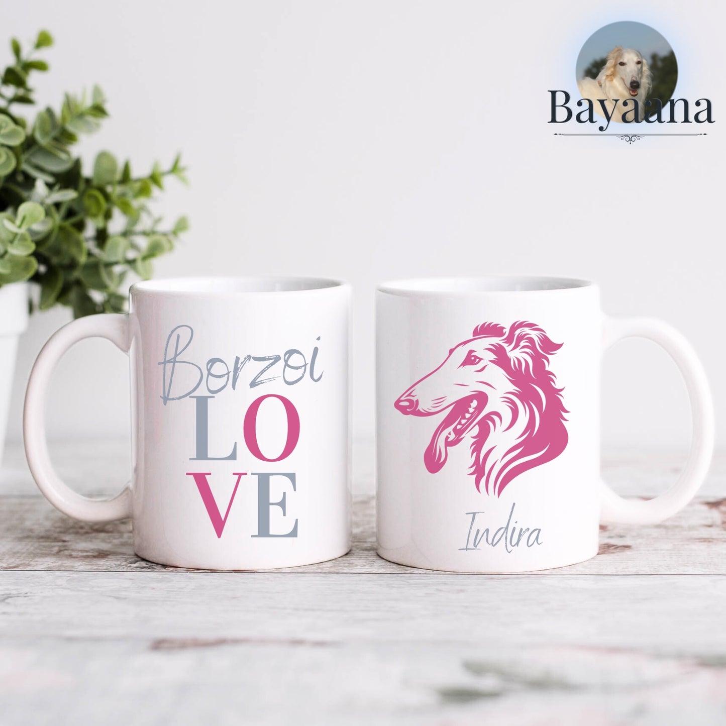 Borzoi Love - Keramiktasse - Personalisierbar