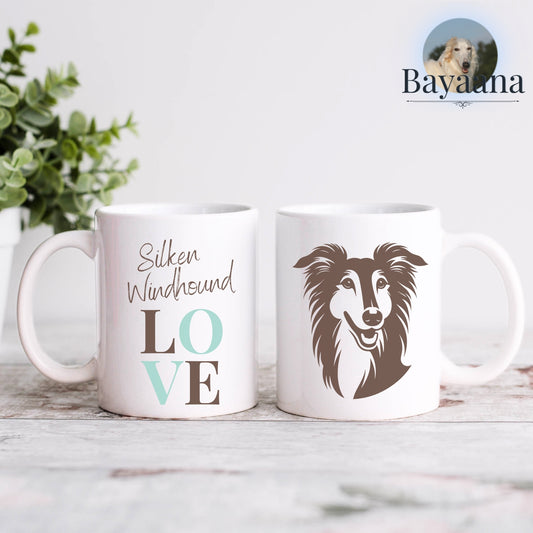 Silken Windhound Love - Keramiktasse - Personalisierbar