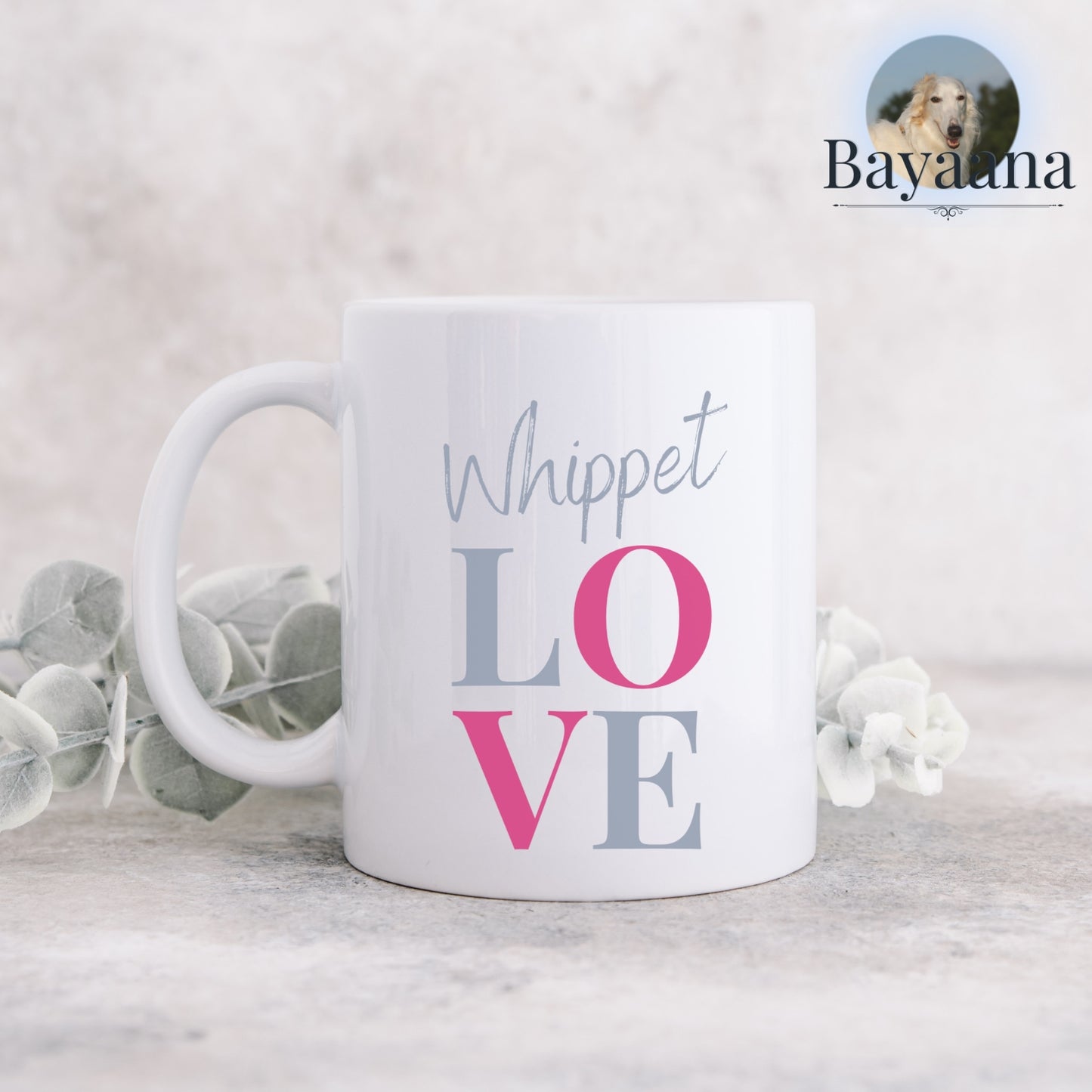 Whippet Love - Keramiktasse - Personalisierbar