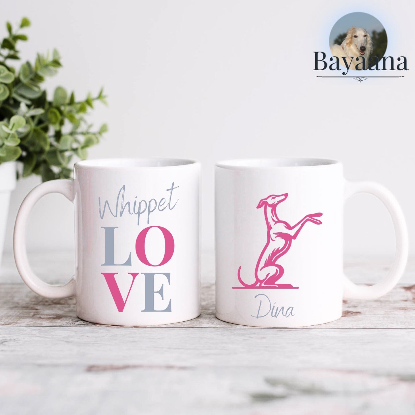 Whippet Love - Keramiktasse - Personalisierbar